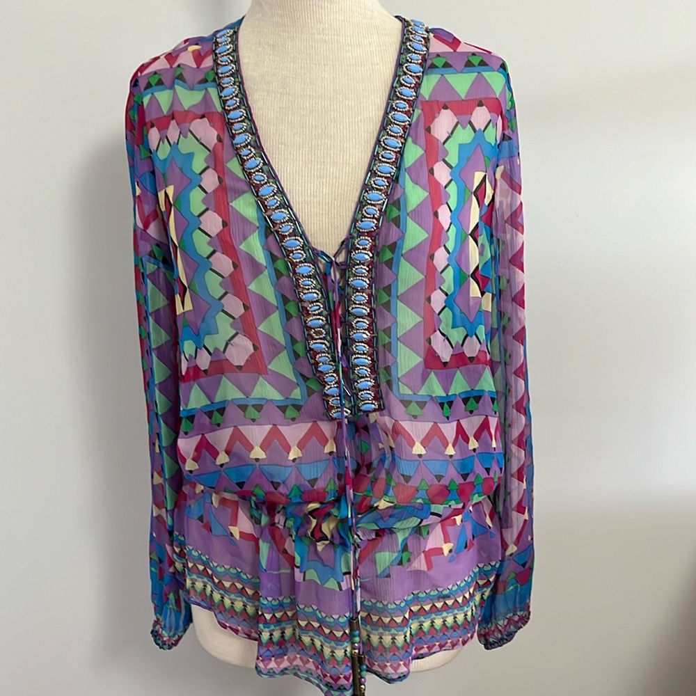 Hale Bob Cabana Silk Beaded Cover Up Tunic